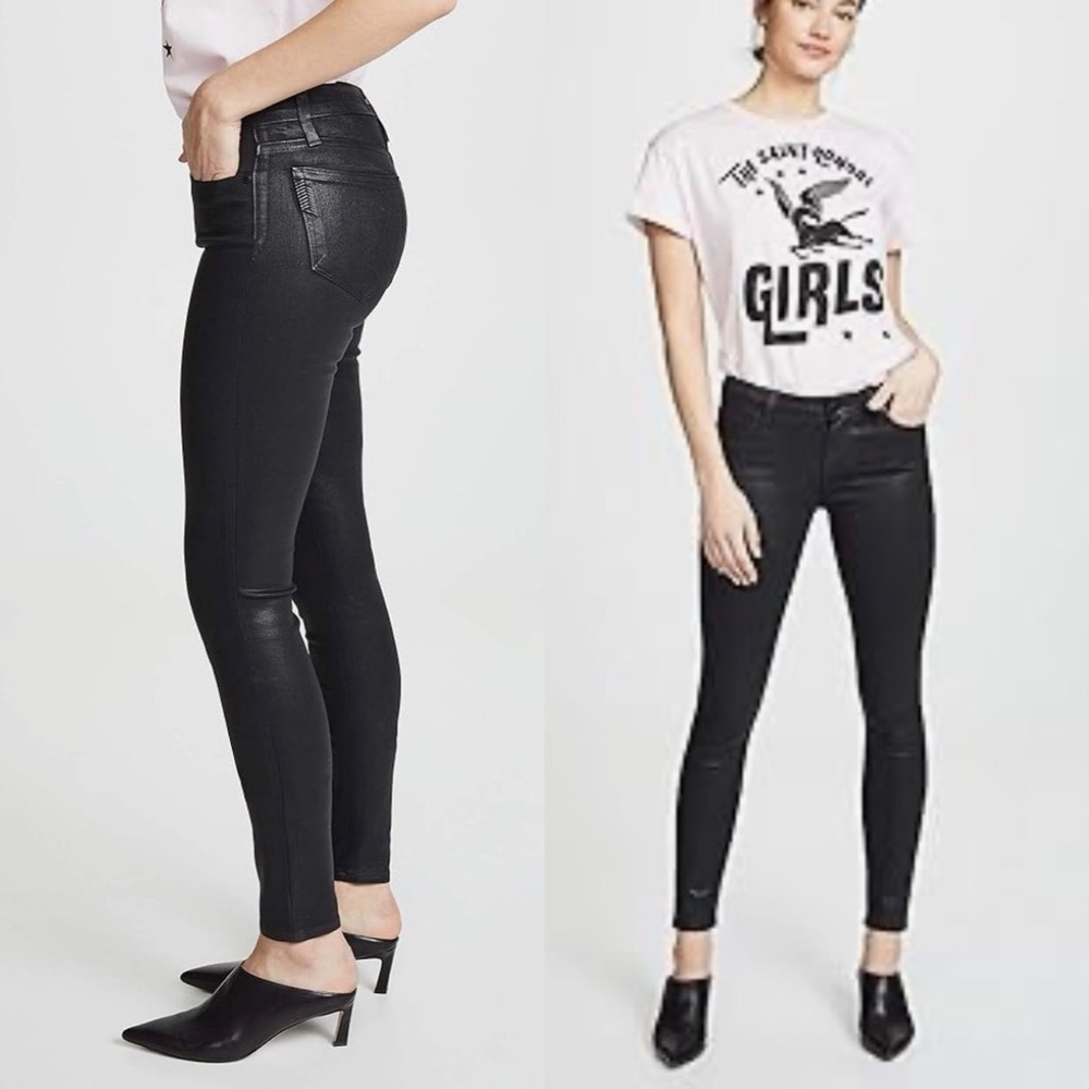 PAIGE Jeans Verdigo Ultra Skinny Coated Jet Black Size 27